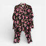 Black And Pink Block Print Floral 100% Cotton Ladies Pyjamas, thumbnail 3 of 3