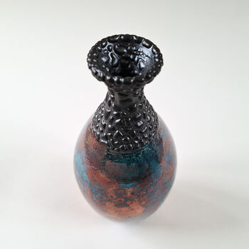 Hand Crafted Copper Turquoise Raku Bottle, 7 of 8