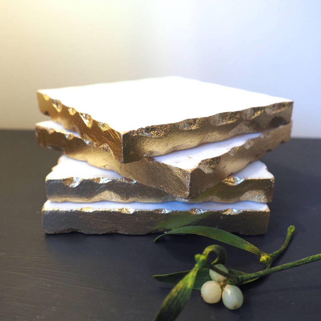 Marble And Gold Drink Coasters Set Of Four By Za Za Homes