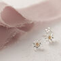 Daisy Sterling Silver And Gold Dainty Flower Studs, Floral Earrings Gift For Her, Bridesmaid Gift, Mother's Day Gift, thumbnail 5 of 12