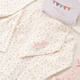Personalised Blossom And Heart Babygrow Hat And Bib Gift Set For Girls, thumbnail 3 of 12