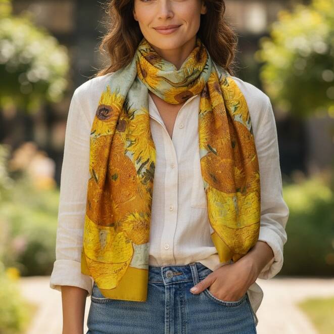 Personalised Van Gogh Print Silk Scarf, 1 of 8