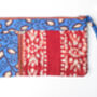Fair Trade Wristlet Clutch Bag With Strap, Handmade Blue Red Phone Purse Wallet, thumbnail 2 of 10