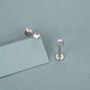 Sterling Silver Moonstone 16 G Flat Back Labret Earrings, thumbnail 1 of 10