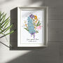 Hand Illustrated Family Birth Flower Bouquet Art Print, thumbnail 8 of 11