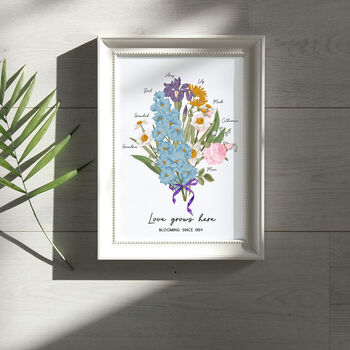 Hand Illustrated Family Birth Flower Bouquet Art Print, 8 of 11