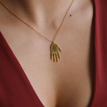 18 K Gold Hand Pendant Necklace Protection Jewelry, 3 of 5