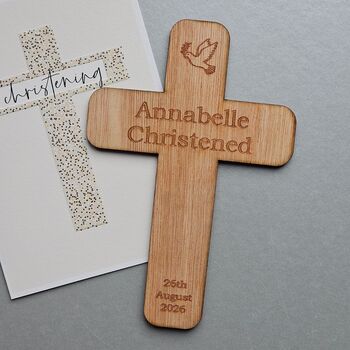Personalised Christening Cross Wooden Decoration, 2 of 2