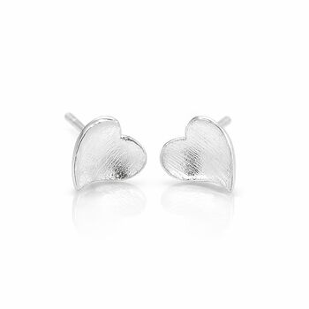 Sterling Silver Textured Heart Stud Earrings – 7mm, 6 of 7