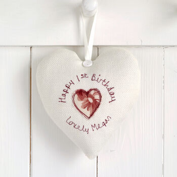 Personalised 1st Birthday Hanging Heart Gift For Girl, 3 of 12
