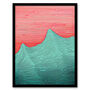 Risograph Waves Abstract Green Red Wall Art Print, thumbnail 5 of 6