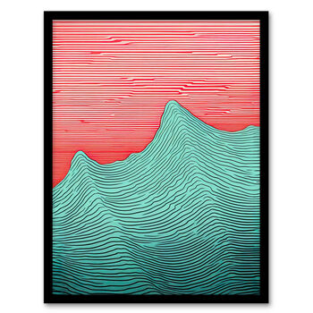 Risograph Waves Abstract Green Red Wall Art Print, 5 of 6