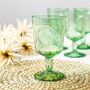 Green Floral Goblet Wine Glass, thumbnail 1 of 3