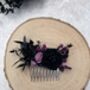 Black And Purple Gothic Wedding Flower Hair Comb, thumbnail 4 of 5