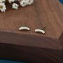 Sterling Silver Cz Tiny Curved Bar Stud Earrings, thumbnail 5 of 12