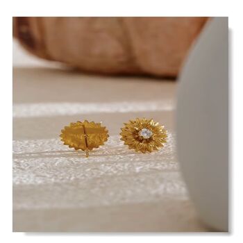 Cannes D’or Gold Crystal Flower V Gift Mini Stud Earrings, 3 of 7