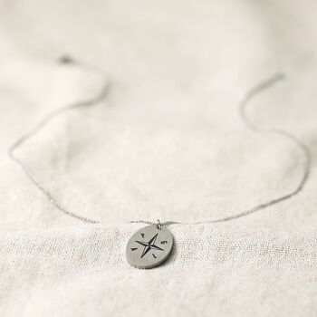 Men's Personalised Compass Necklace In Stainless Steel, 5 of 6