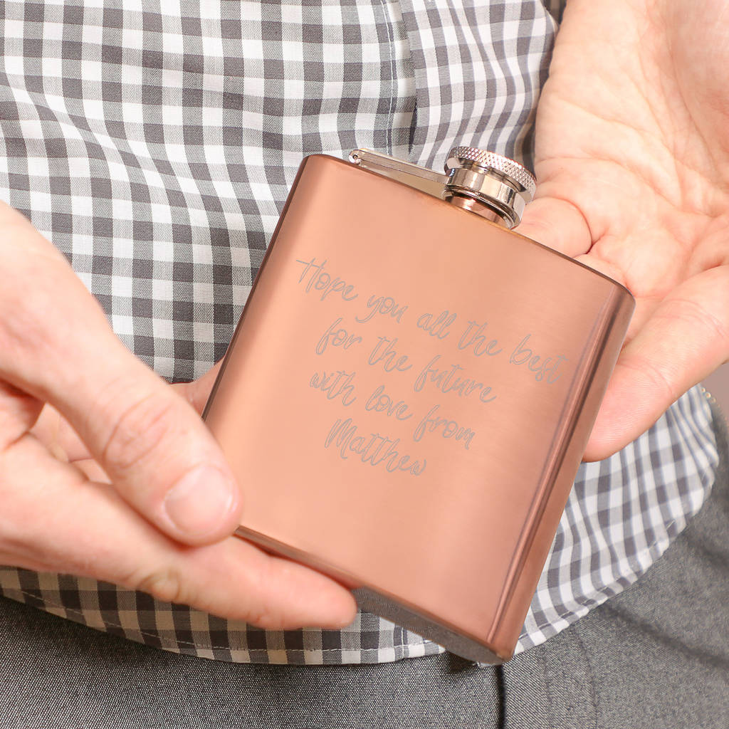 engraved copper hip flask by dibor