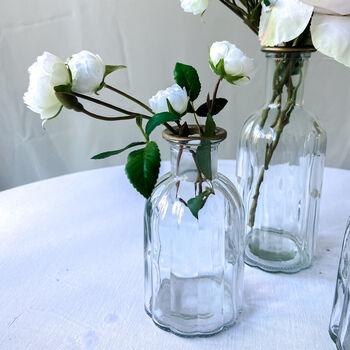 Vintage Glass Bottle Vase With Gold Rim Two Sizes, 6 of 12