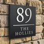 Contemporary Square Matte Black House Sign With Dividing Line, thumbnail 1 of 7