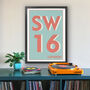 Sw16 Streatham Tooting London Postcode Art Print, thumbnail 1 of 10
