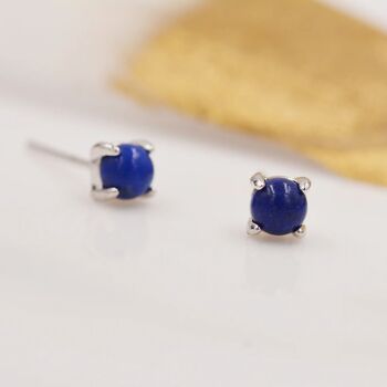 Sterling Silver Lapis Lazuli Stud Earrings, 6 of 11