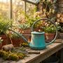 Verdigris Patina Solid Copper Watering Can, Long Spout, thumbnail 3 of 4