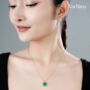 Myanmar Jade Flower Pendant Necklace, thumbnail 1 of 9