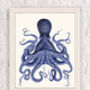 Blue Octopus Print, Nautical Art Print, thumbnail 5 of 8