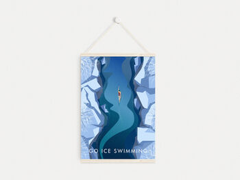 Go Ice Swimming Travel Poster Art Print, 6 of 8