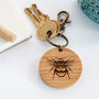Personalised Bumble Bee Solid Oak Keyring, thumbnail 1 of 4