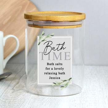 Personalised Botanical Glass Jar With Bamboo Lid, 4 of 5