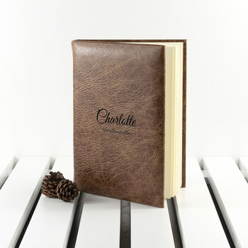 Personalised Natural Tan Leather Notebook, 11 of 12