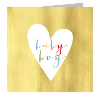 Gold Foiled New Baby Boy Card, 2 of 5