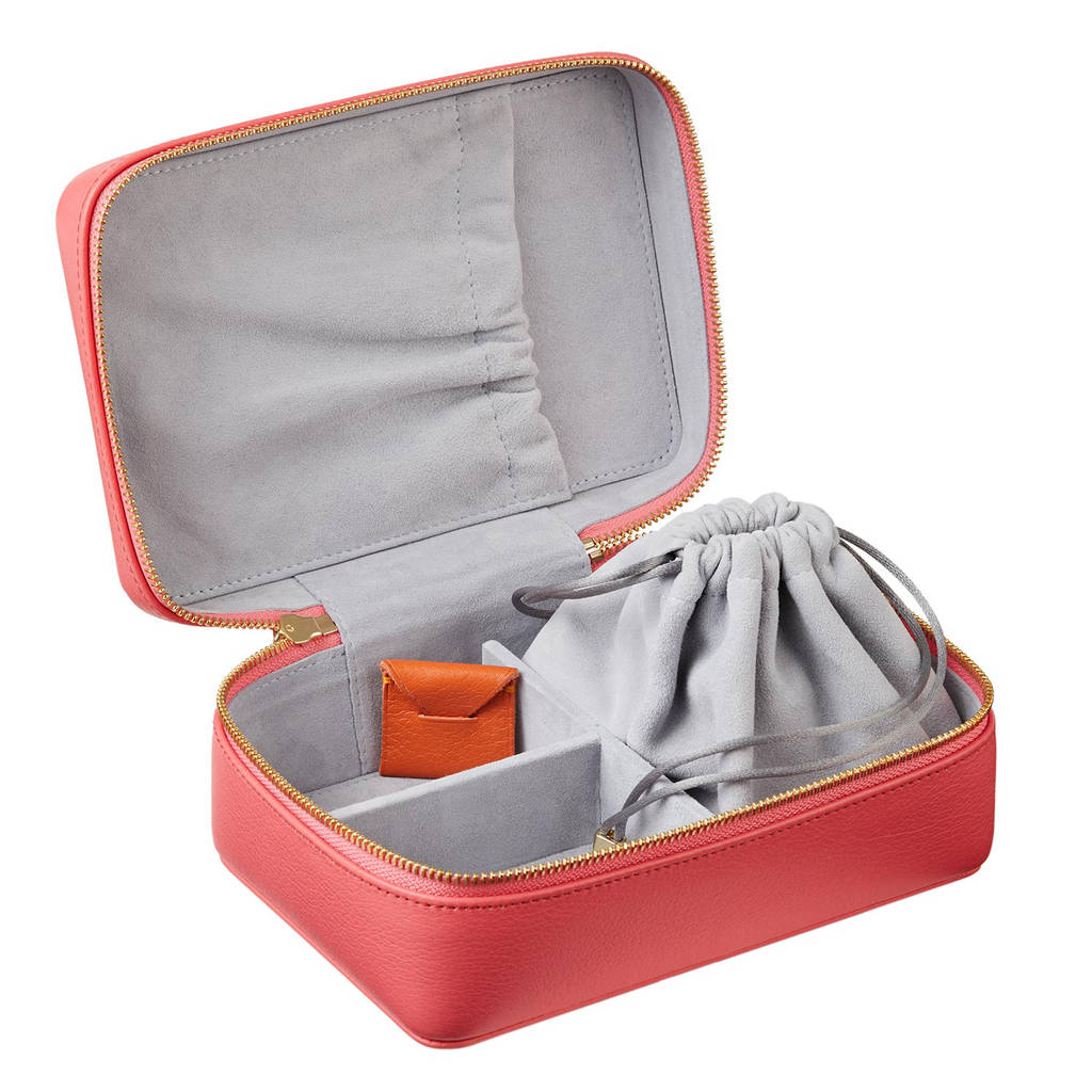 personalised luxury soft leather jewellery case by stow