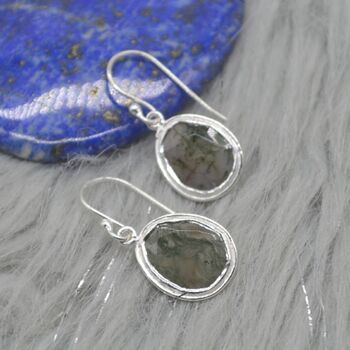 Moss Agate Sterling Silver Earrings, 7 of 8