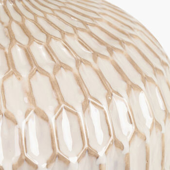 Warm White Textured Glazed Ceramic Table Lamp, 9 of 10