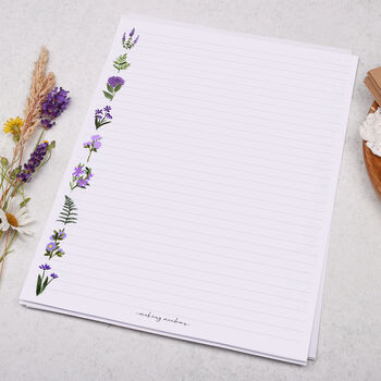 A4 Letter Writing Paper With Purple Flowers And Ferns, 3 of 4