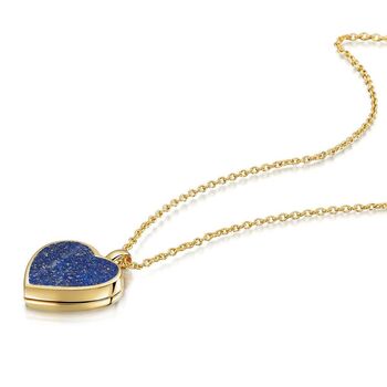 Lapis Lazuli Heart Locket 18 K Gold Plate, 6 of 8