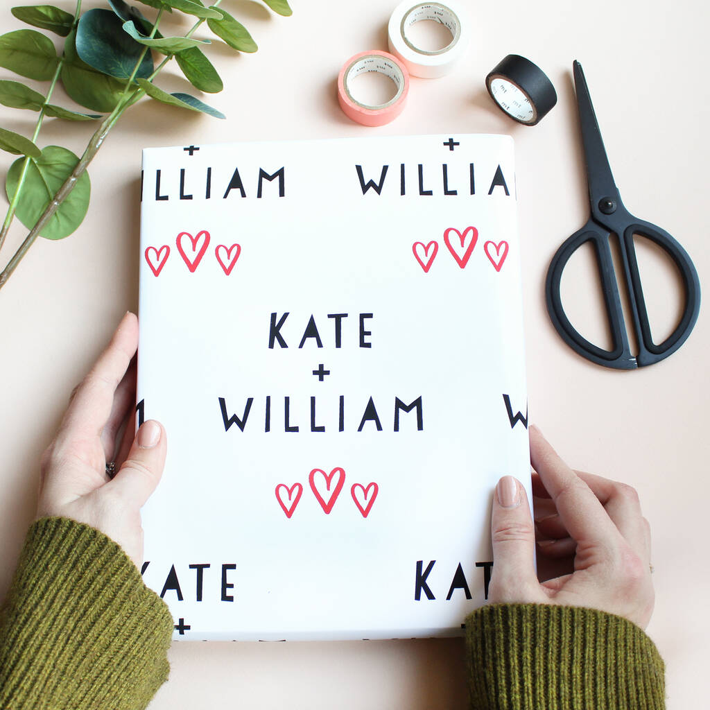 Personalised Names, Wedding Day Gift Wrap, 1 of 3