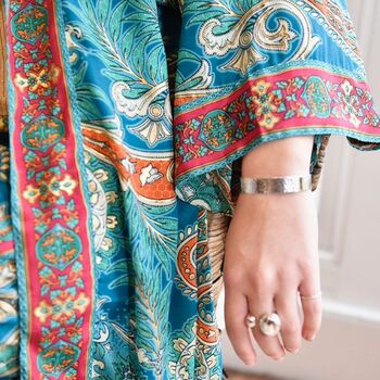 Turquoise And Pink Paisley Viscose Long Summer Jacket, 2 of 4