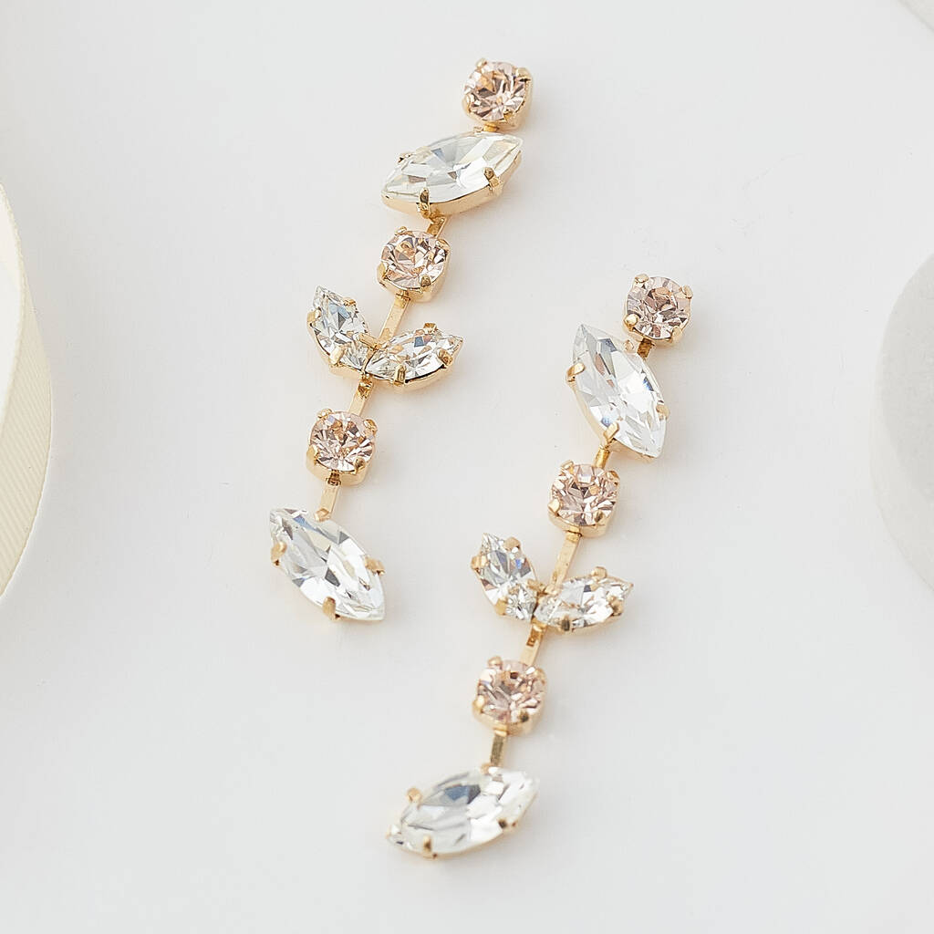 Swarovski Crystal Large Leaf Earrings, 1 of 6