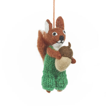Handmade Felt Nelly Nutkins Squirrel Decoration, 2 of 4