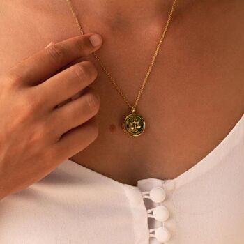 Personalised 18 K Gold Plated Round Zodiac Locket, 3 of 12