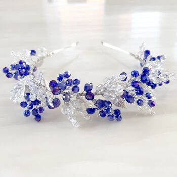 Blue Crystal And Silver Leaf Headpiece, 3 of 8