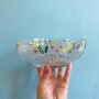 Hand Painted Wild Flower Ribbed Glass Bowl, thumbnail 1 of 3