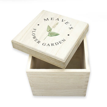 Personalised Gardener's Stylish Floral Wooden Seed Box, 2 of 3