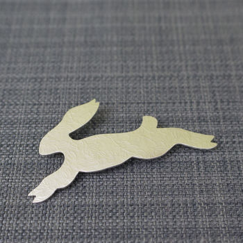 Sterling Silver Watercolour Hare Brooch, 2 of 3