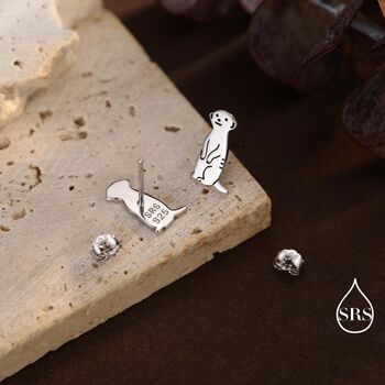 Sterling Silver Tiny Meerkat Stud Earrings, 2 of 12