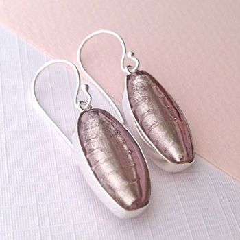 Silver Earrings With Ellipse Of Murano Glass, 10 of 12